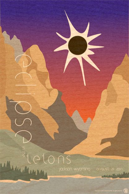Eclipse in the Tetons - Woodprint