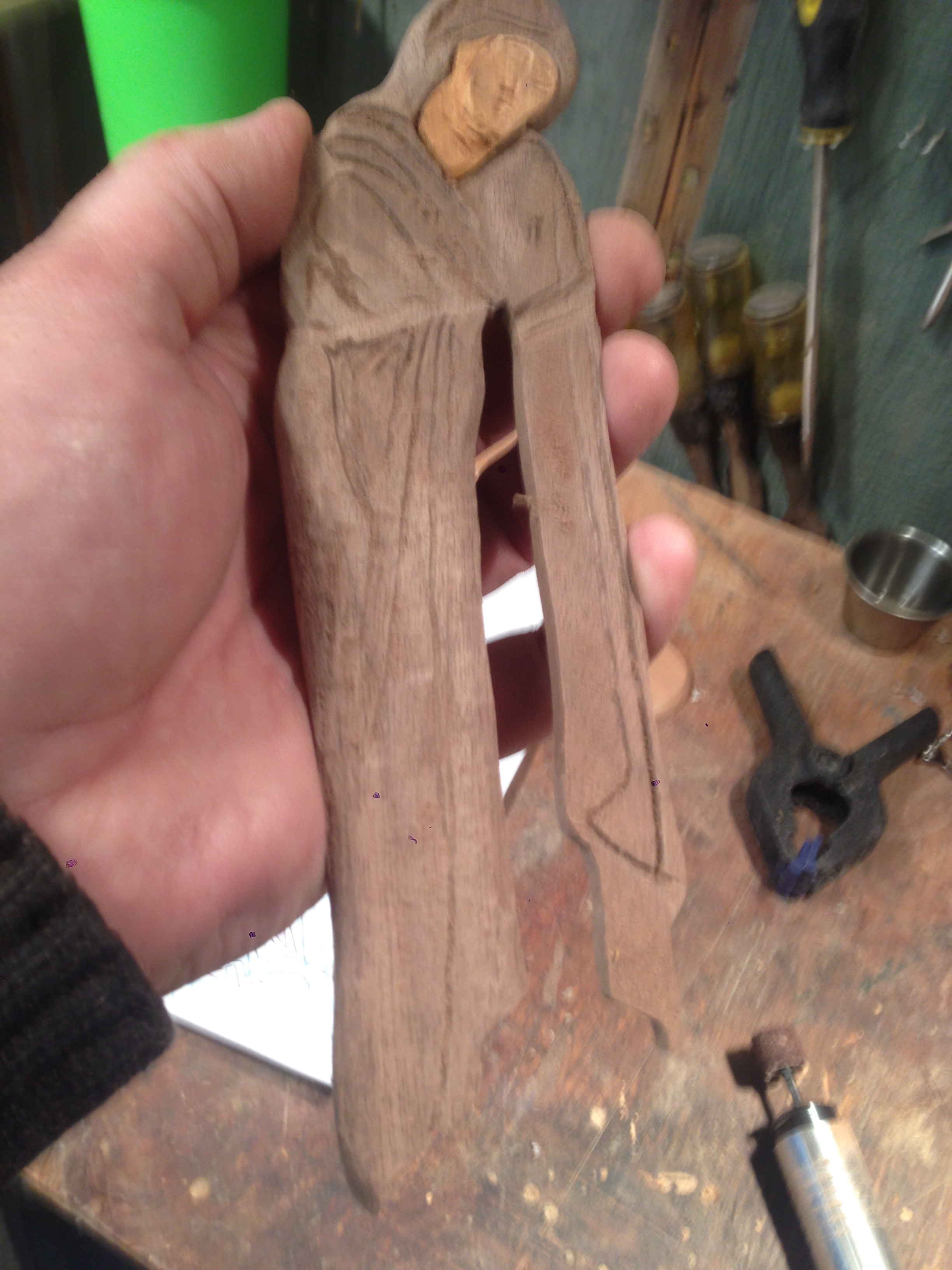 initial carving - leg detail