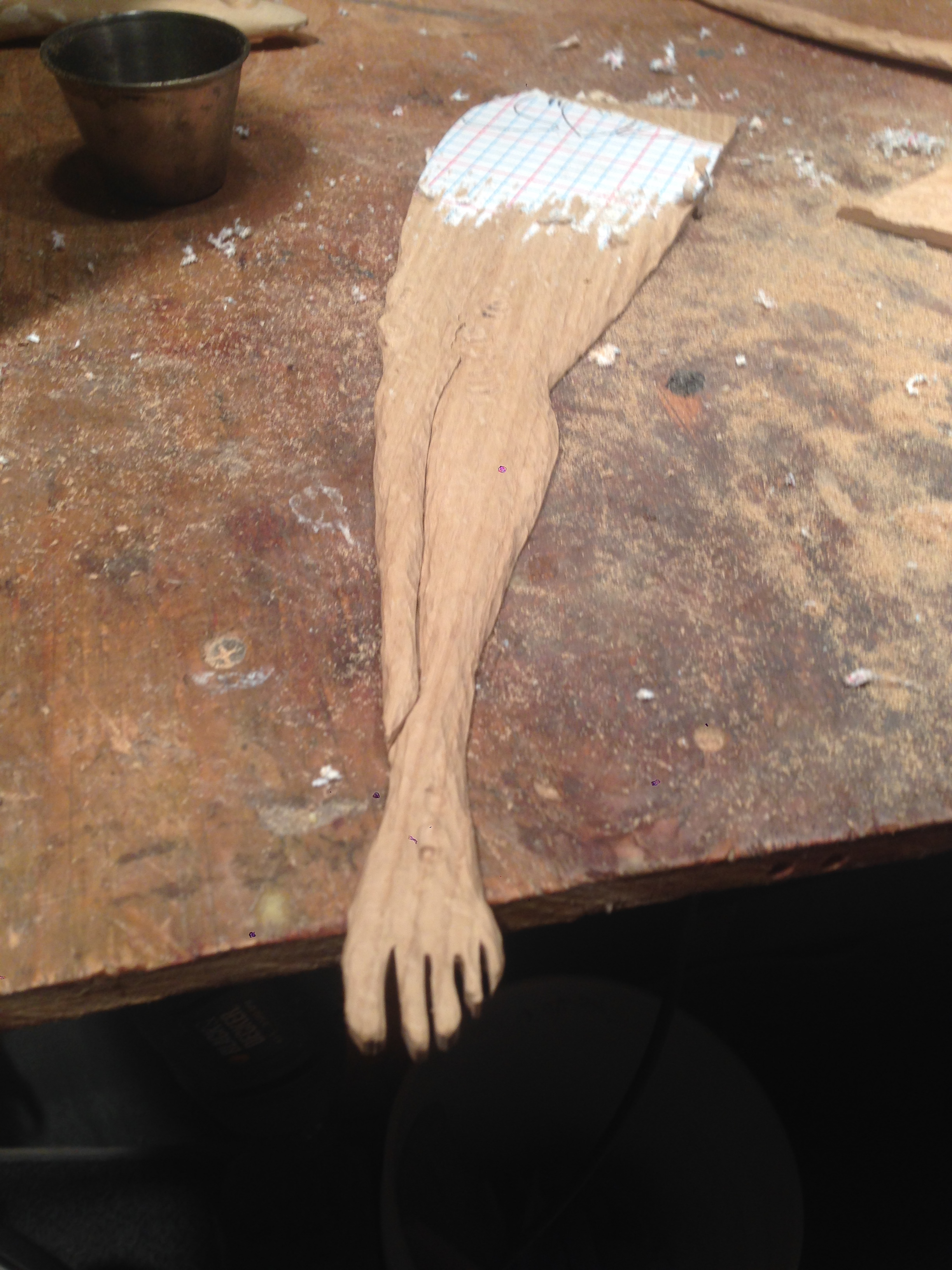 rough cut Jesus leg detail