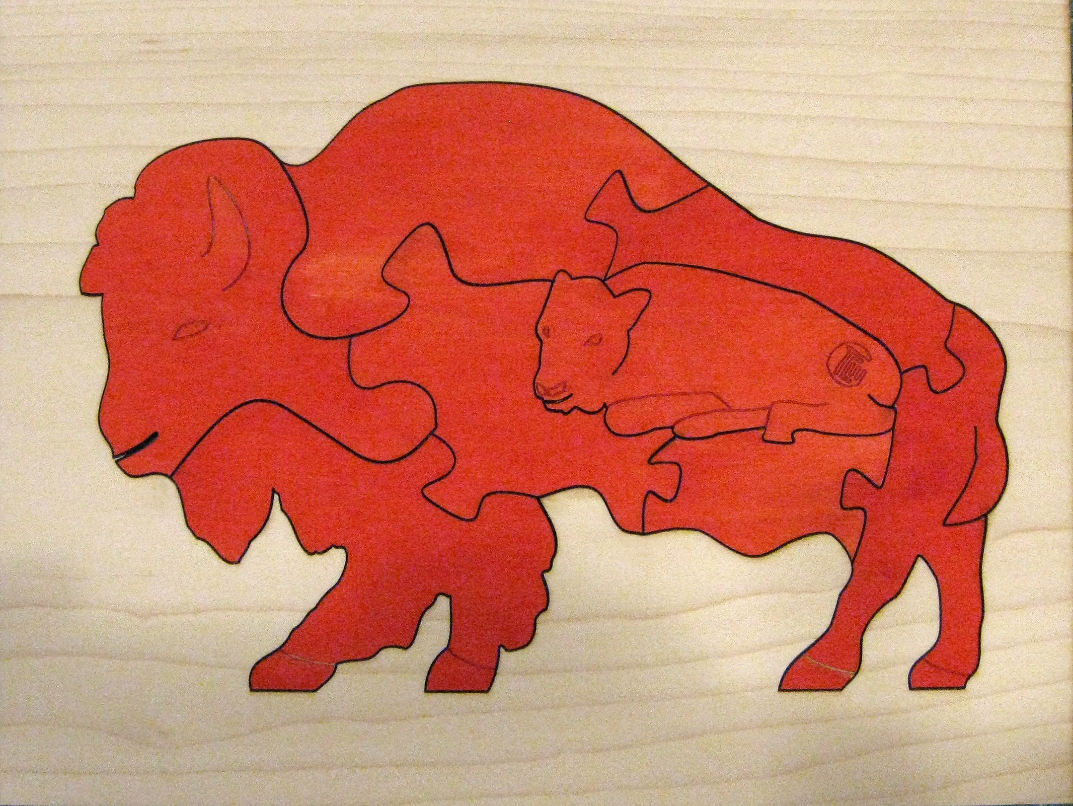 Bison Wildlife Hardwood Puzzle - Red