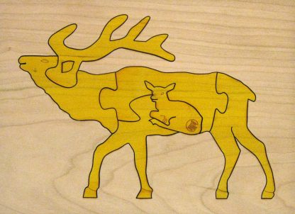 Elk Wildlife Hardwood Puzzle - Yellow